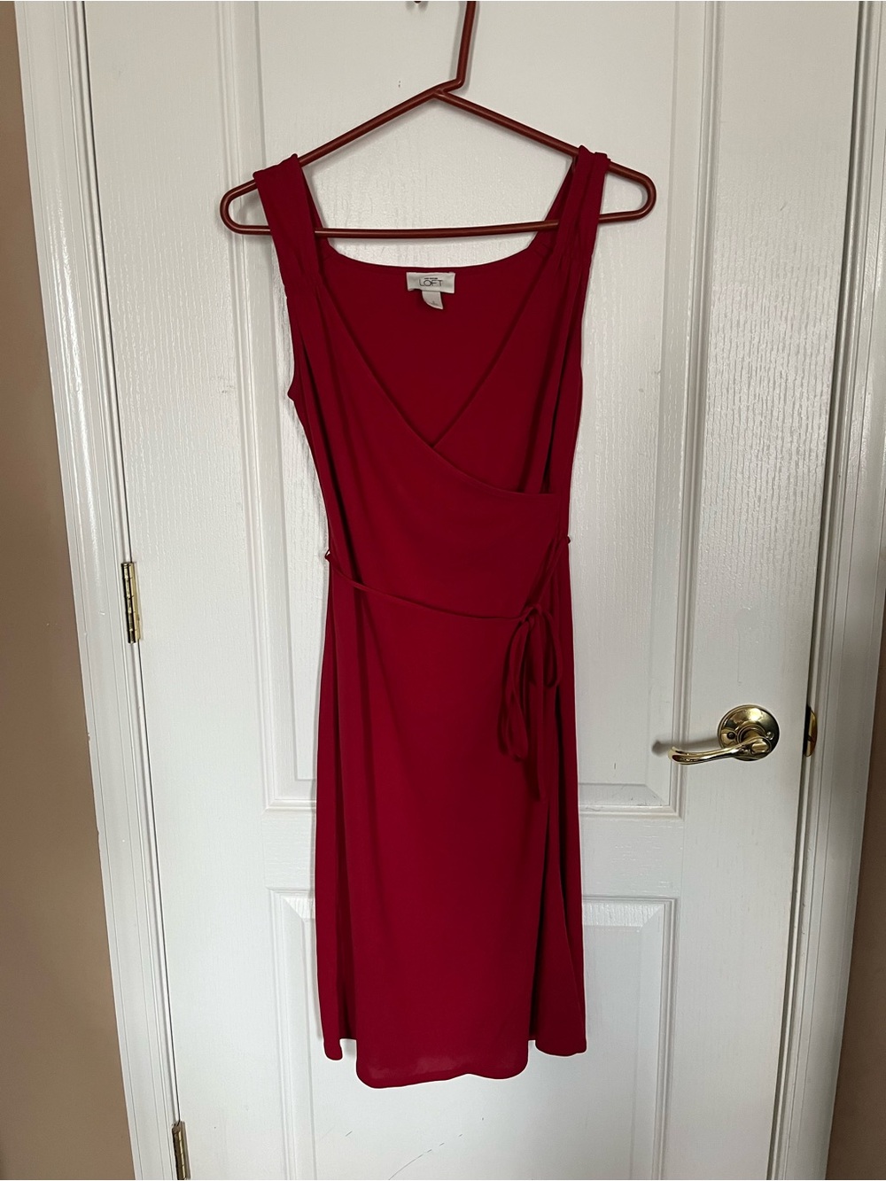 LOFT Red Sleeveless Midi Dress